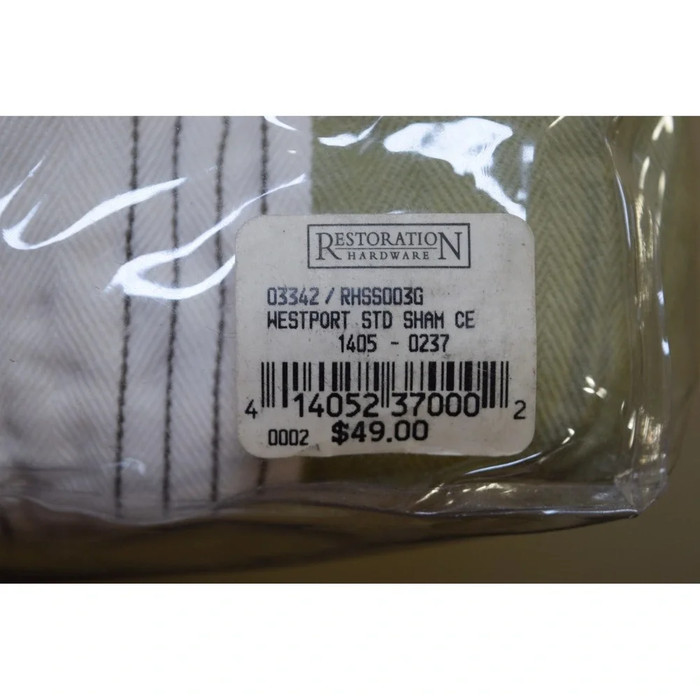 Restoration Hardware WESTPORT Bedding Standard Pillow Sham Heavy Cotton Striped